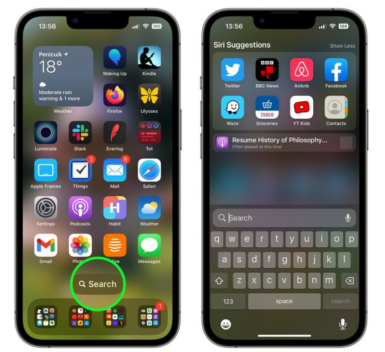 苏尼特左苹果手机维修分享升级到 iOS 16 后，如何删除主屏幕上的搜索按钮 